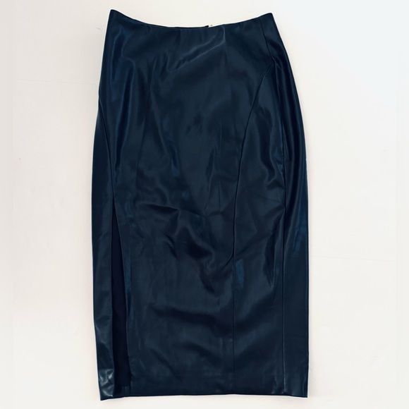 Lulus Mireya Midi Vegan Leather Pencil Skirt w/Slit, Black, Size XS NWT - Picture 6 of 12